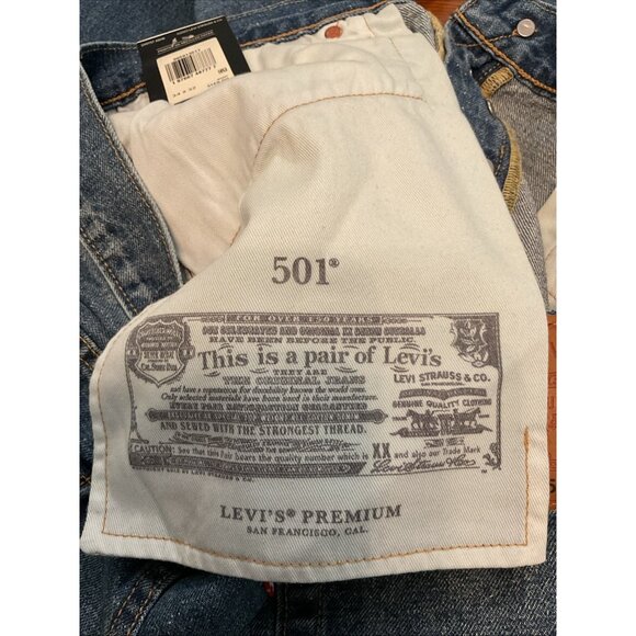 Levi's Jeans Premium 501 Straight Fit Selvedge Button Fly Blue 34X32 NWT - Picture 11 of 13